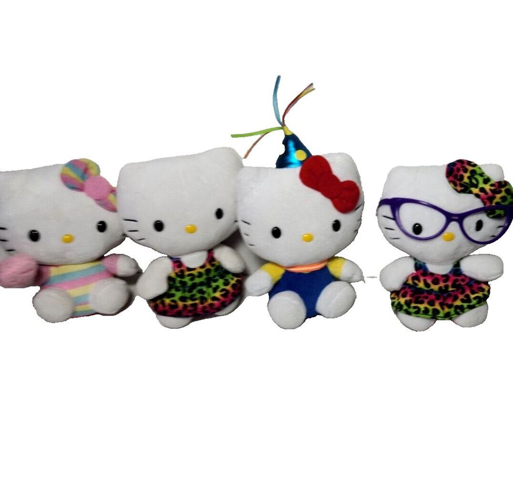Lot of 4 Hello Kitty Stuffed Animals Plush TY Sanrio 5”